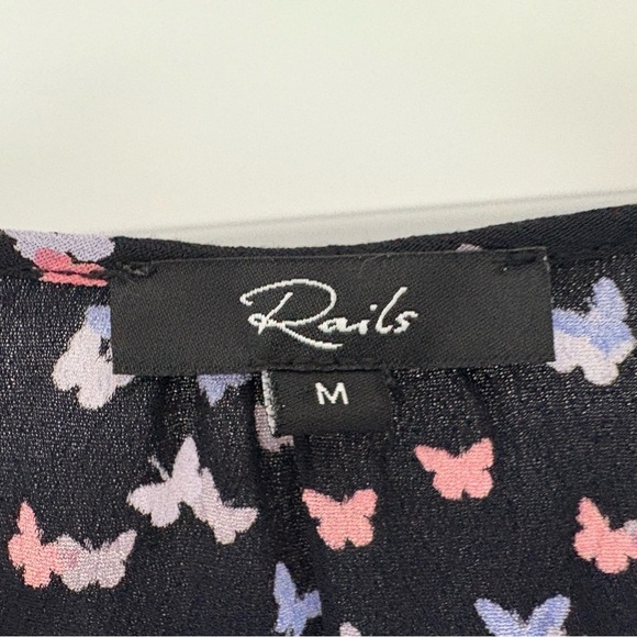 Rails Beaux Mariposa Butterfly Print Long Sleeve Top Size M - Picture 7 of 8
